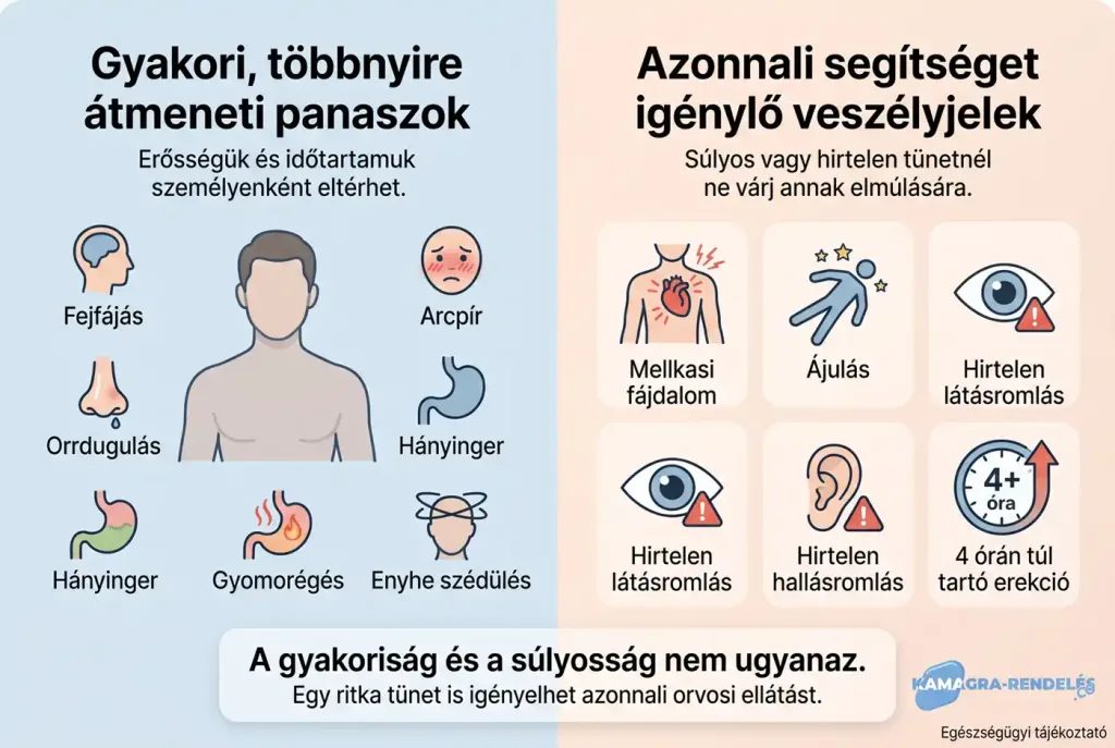 A sildenafil gyakori mellékhatásai és veszélyjelei